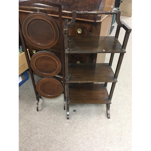 1247 - A Edwardian folding cake stand and one other cake stand.