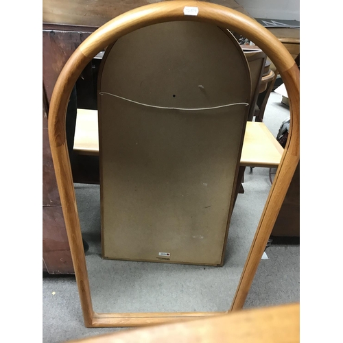 1257 - A pair of Danish arched shape mirrors . 50 cm by 110 cm