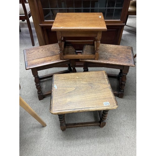 1279 - 4 small vintage oak stools.