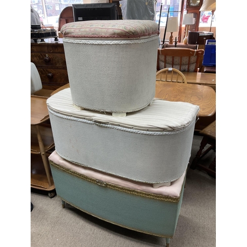 1282 - 3 vintage Lloyd Loom blanket chests.
