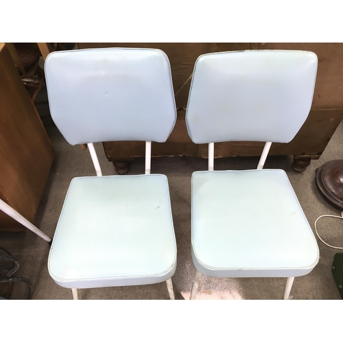 1284 - Two 1960âs tables with two chairs. One 74cm by 66cm other 91cm by 61cm.