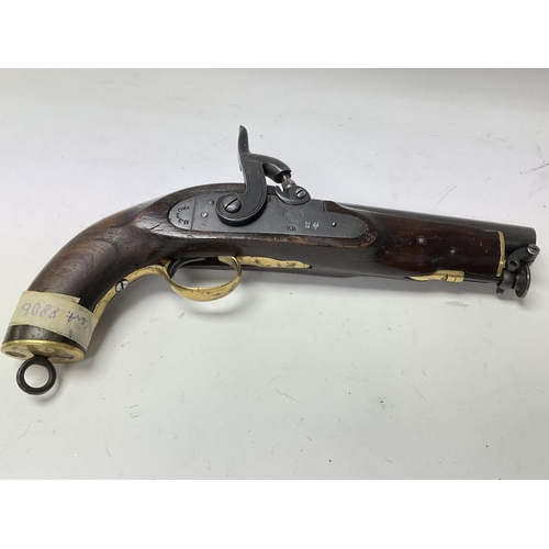 1613 - Deactivated modern live replica of a 19th century percussion Man Stopper black powder pistol calibre... 