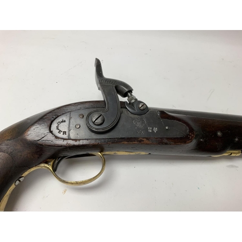 1613 - Deactivated modern live replica of a 19th century percussion Man Stopper black powder pistol calibre... 