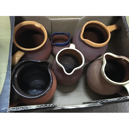 958 - A large collection of stoneware and terracotta jugs and bottles, jars etc. (Two boxes worth and 7 ot... 