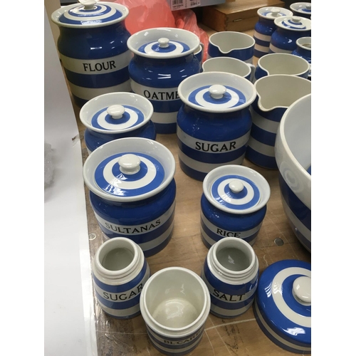 965 - An extensive collection of TG Green & Co Cornish ware blue and white banded ware items comprising st... 