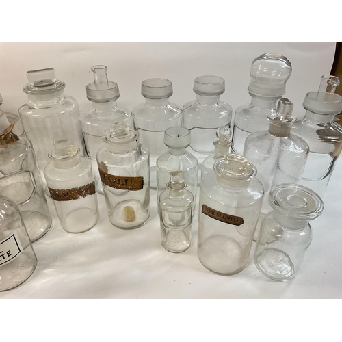 994 - A large assorted collection of apothecary and chemist bottles. All various shapes and sizes, some of... 