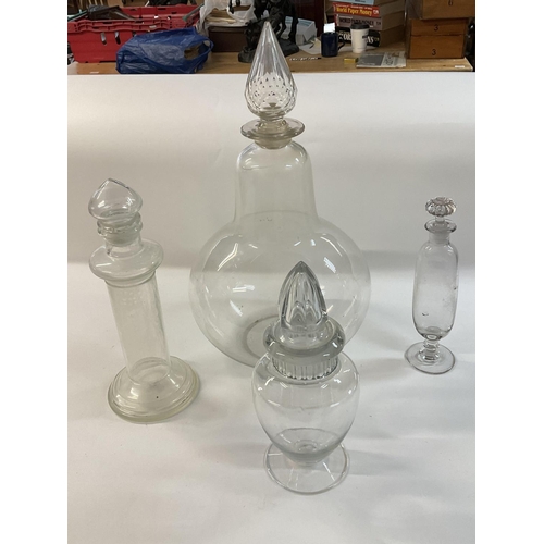 995 - A Victorian chemist clear glass carboy with a raised pontil to the underside and itâs original cut... 
