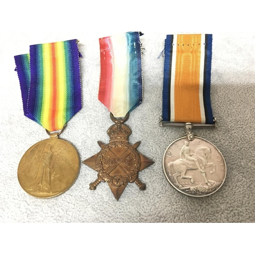 2003 - A Group of three I world war medals awarded to 10344 SGT A H Potton RFA. Including 1914/15 star. 
Al... 