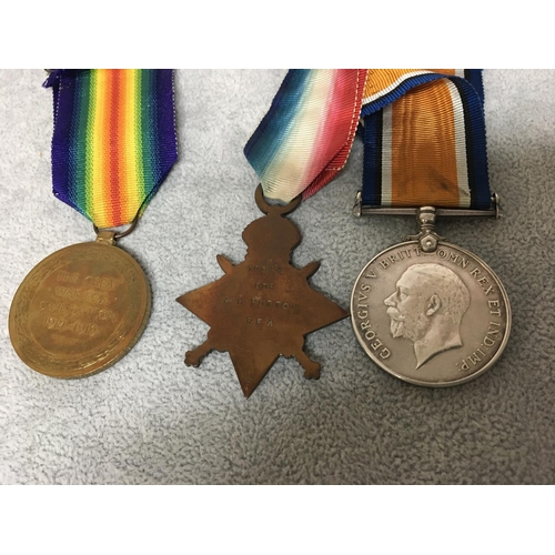 2003 - A Group of three I world war medals awarded to 10344 SGT A H Potton RFA. Including 1914/15 star. 
Al... 