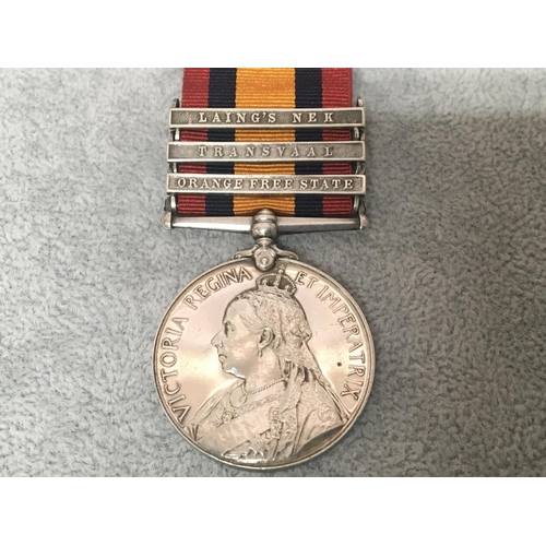 2008 - A Victorian Queens South African medal with three clasps awarded to 5993 Pte. H Jones R Scots Fus.