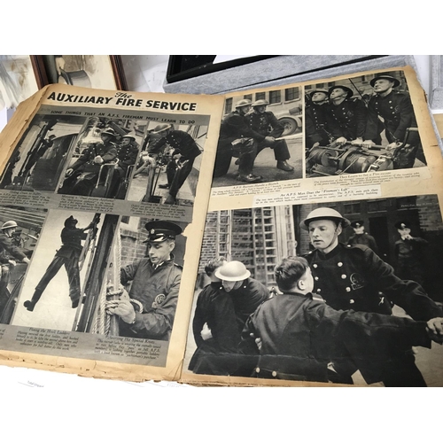 2010 - A scrap book with date of 1939 containing military aeroplane pictures Royal Navy war fire service an... 