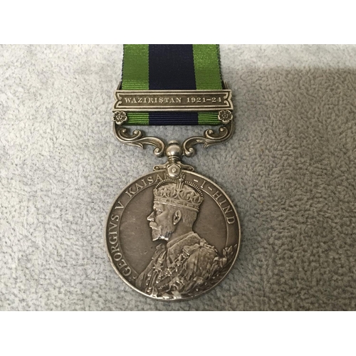 2028 - A George V military medal India with single clasp Waziristan 1921-24 awarded to 1424607GNR F J Hines... 