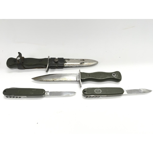 2052 - Collection of various knives including a German bundeswehr 1969 combat knife by Robert Klaas. Also a... 