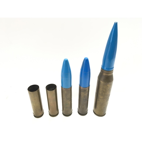 2054 - Inert shells - 30mm x 170mm Rarden & 2 30mm x 113mm revolver canon rounds. Also includes 2 empty 30m... 