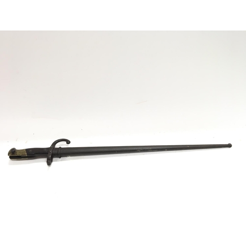 2063 - 1877 Gras bayonet (M1874) scabbard. Functioning leaf spring release catch.