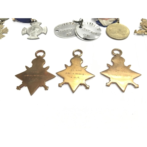 2084 - A collection of First World War medals. 
PTE. A.Davage South Wales Borderers infantry. 13041
PTE. S.... 