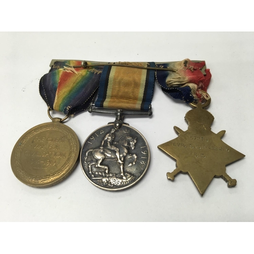 2098 - A bar of 3 WW1 medals awarded to 57218, Driver T.C.Passant, Royal Engineers.