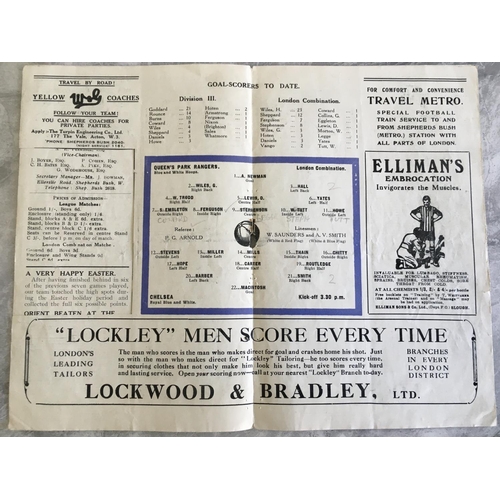 128 - 30/31 QPR Reserves v Chelsea Reserves Football Programme: With competition coupon cut out on page 3 ... 