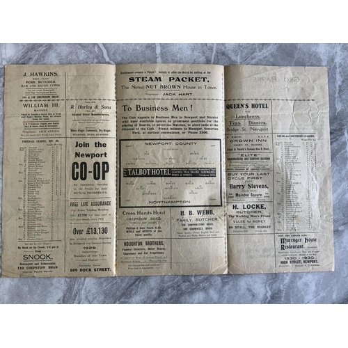 273 - 30/31 Newport County v Northampton Town Football Programme: Division 3 South gatefold programme in g... 