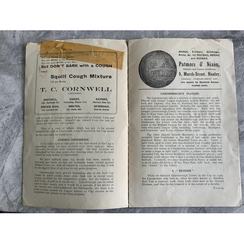 279 - 37/38 Port Vale v Gainsborough Trinity FA Cup Football Programme: No team changes on this first roun... 