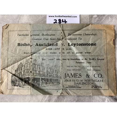 284 - 38/39 Darlington v Wrexham Football Programme: Worn to the 3 folds which has produced holes and tear... 