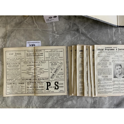 286 - 31/32 Cardiff City Home Football Programmes: 18 first team to include Brighton QPR Southend Torquay ... 