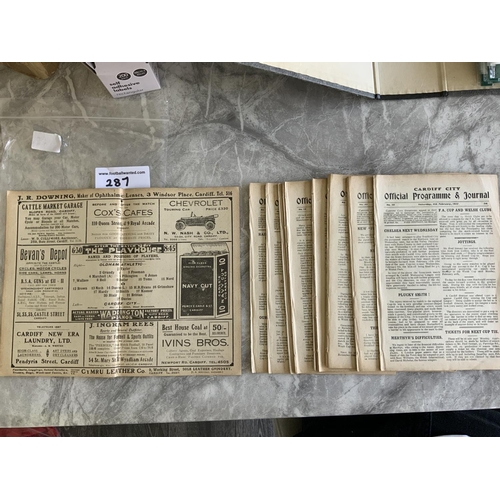 287 - 1921/1922 Cardiff City Home Football Programmes: 15 first team to include Sunderland Burnley Bolton ... 