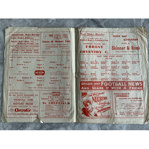 290 - 48/49 Notts Forest v Lincoln City Football Programme: League match dated 12 3 1948. Bit of creasing ... 