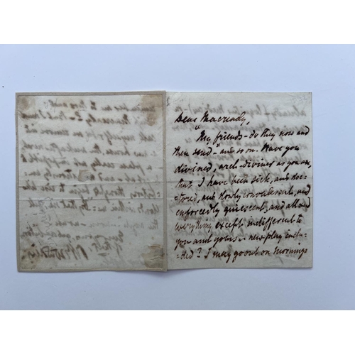 2009 - A signed letter by Robert Browning to a Mr Macready (William Charles Macready) undated.