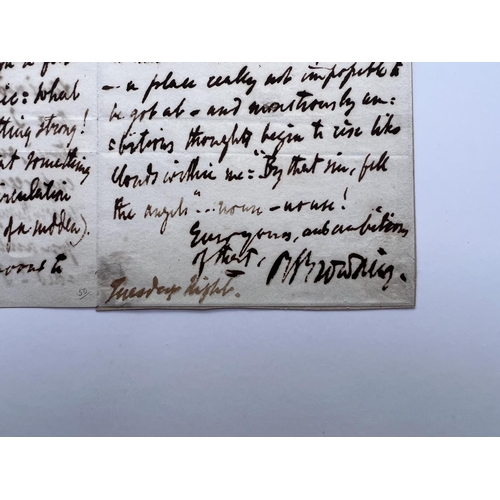 2009 - A signed letter by Robert Browning to a Mr Macready (William Charles Macready) undated.