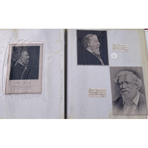 2013 - 2 albums tilted Robert Browning photographs book 1/2 including portrait photos and prints of RB, RBB... 