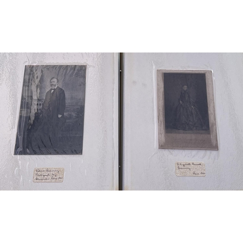 2013 - 2 albums tilted Robert Browning photographs book 1/2 including portrait photos and prints of RB, RBB... 