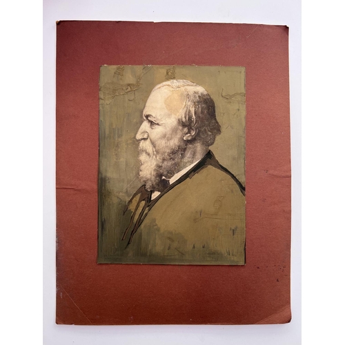 2017 - A small painting of Robert Browning 1888, in sepia and greys, identical work by Alphonse Legros on d... 