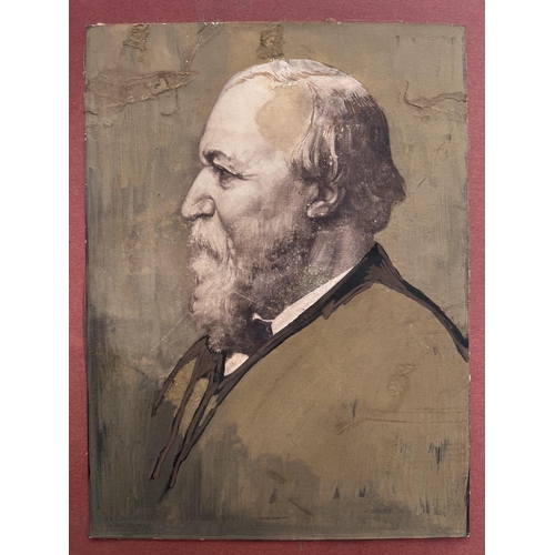 2017 - A small painting of Robert Browning 1888, in sepia and greys, identical work by Alphonse Legros on d... 