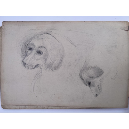 2018 - A small sketchbook belonging to Robert Barrett Browning 1875-1877, multiple pencil sketches with loo... 