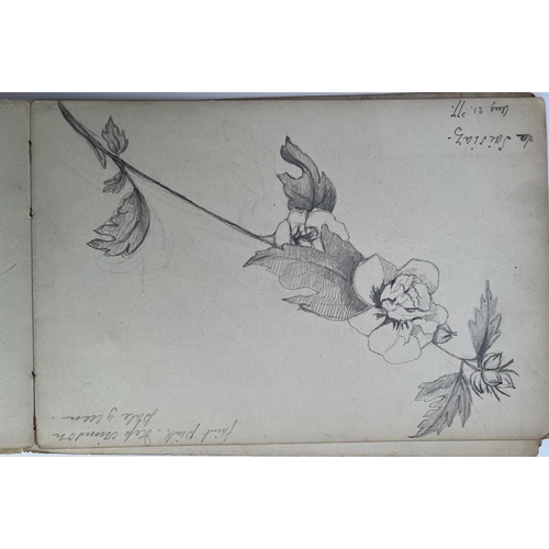 2018 - A small sketchbook belonging to Robert Barrett Browning 1875-1877, multiple pencil sketches with loo... 