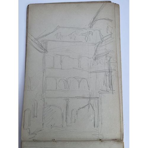 2018 - A small sketchbook belonging to Robert Barrett Browning 1875-1877, multiple pencil sketches with loo... 