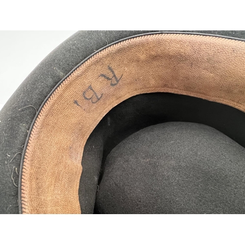 2022 - Robert Browning's Fedora hat initialled to the inside rim together with RB's stag horn handled ebony... 