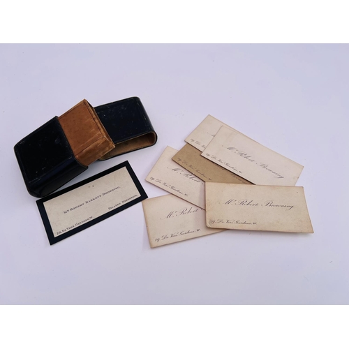 2026 - A small leather visiting card case with 6 of Robert Browning's cards and 1 for Robert Barrett Browni... 