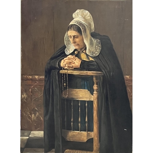 2030 - Robert Barrett Browning. 1846-1912, Aged Woman at Devotions. (Lot 49, Sothebys 1913 sale). (Canvas,1... 