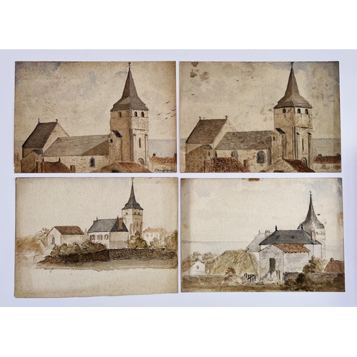 2039 - 4 Watercolour paintings by Robert Barrett Browning of St Marys Church, St.Marie August 1863. 25.5cm ... 