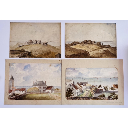 2040 - 4 Watercolour paintings by Robert Barrett Browning Views of St.Marie, The Druids Temples at Pornic, ... 