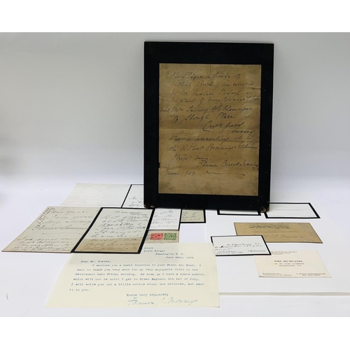 2051 - A collection of letters from Mrs Fannie Barrett Browning together with A selection of visiting cards... 