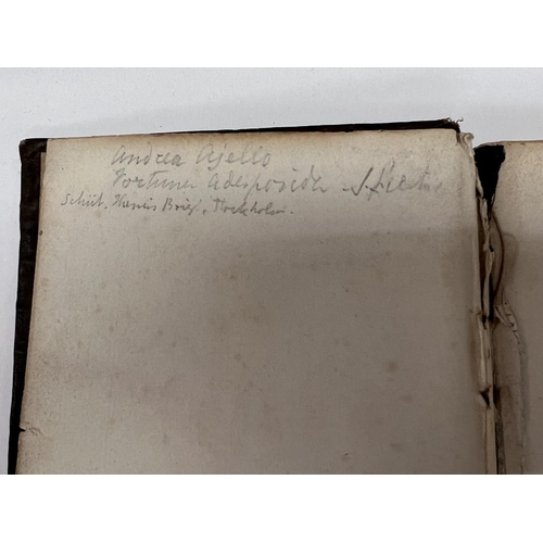 2056 - A cloth bound book, inscribed on the inside cover Robert Browning Sept 12, 1835 followed by to passa... 