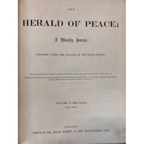 2088 - The Herald of Peace, volumes 1-33 dating from 1850 to 1915. (Missing volumes 4,11,22,26). Canvas bou... 