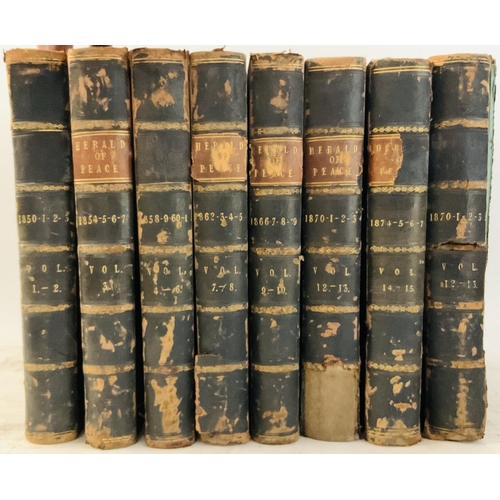 2094 - Herald of Peace, 1850-1873 in 8 volumes, blue cloth and leather bound spines, printed by the office ... 