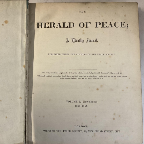 2094 - Herald of Peace, 1850-1873 in 8 volumes, blue cloth and leather bound spines, printed by the office ... 