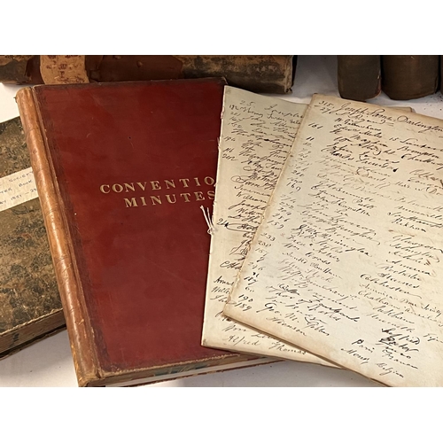 2097 - An extensive collection of peace society leather bound hand written ledgers dated from 1818 through ... 