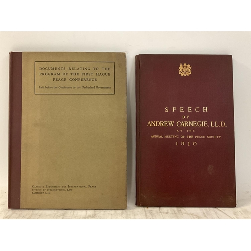 2100 - A red canvas book with gilt lettering titled Speech by Andrew Carnegie LLD at the annual meeting of ... 