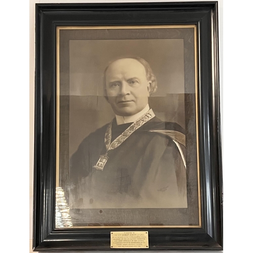 2111 - A large ebonized framed and glazed photograph of The Reverend Herbert Dunnico, J.P, M.P. By the memb... 